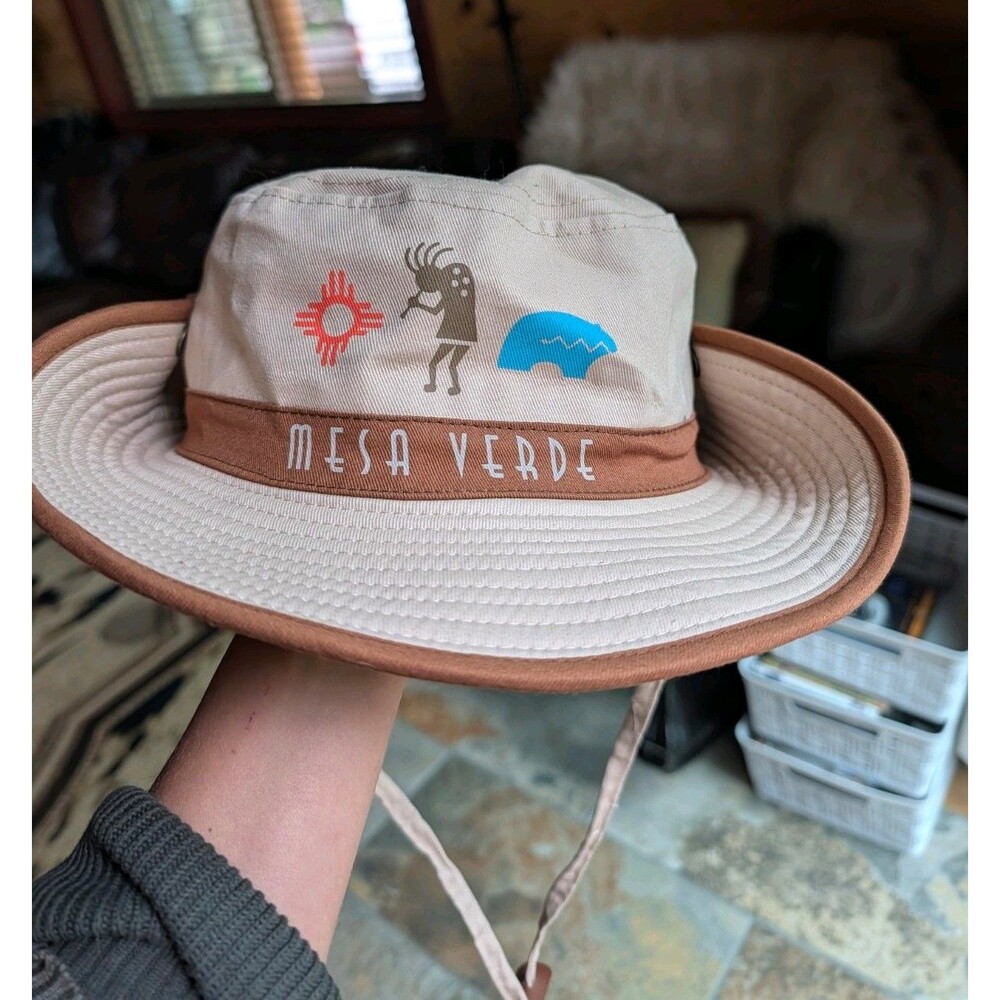 Mesa Verde Kokopelli bucket sunhat Buttons Strap Khaki Kids / Adult Small Hat